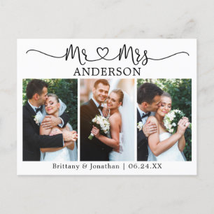 Cartão Postal Coração de Caligrafia Moderna Agradecimento de Cas