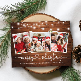 Cartão Postal Coração de Caligrafia Natal Madeira Luzes Feriado