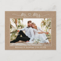 Coração de Caligrafia Sr. Sra. Casamento Kraft Obr
