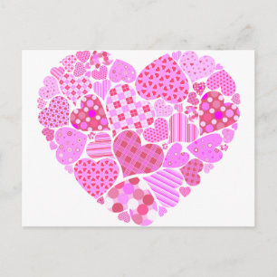 Cartão Postal Coração de Colchetes Rosa