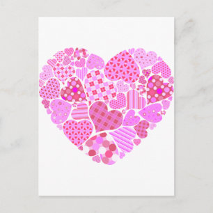 Cartão Postal Coração de Colchetes Rosa
