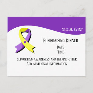 Cartão Postal Coração de Fita Roxa e Amarela