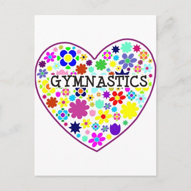Cartão Postal Coração de Ginástica com Flores (Frente)