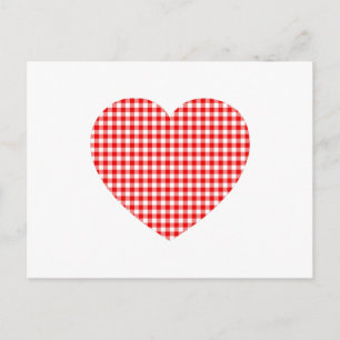 Cartão Postal Coração de Gingham Vermelho