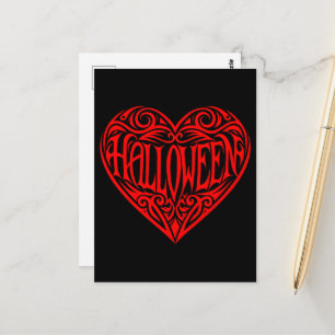 Cartão Postal Coração de Halloween, Coração Vermelho, Feriado