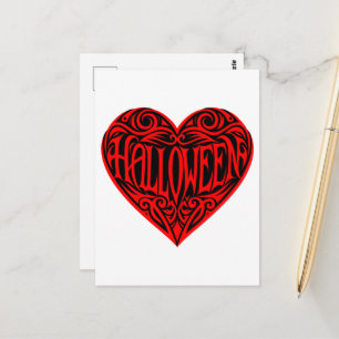 Cartão Postal Coração de Halloween, Coração Vermelho, Feriado