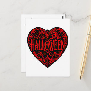Cartão Postal Coração de Halloween, Forma de Coração Preto, Feri