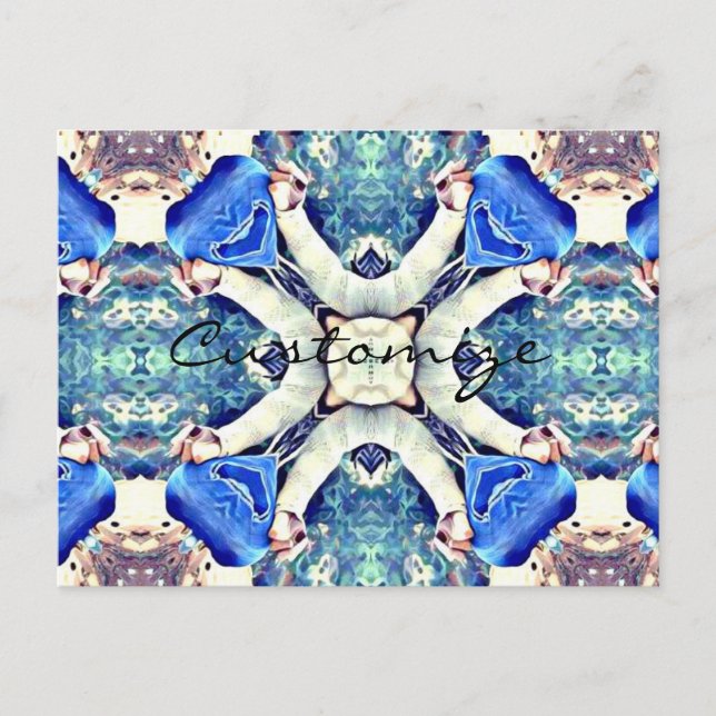 Cartão Postal Coração de mandala azul Thunder_Cove (Frente)