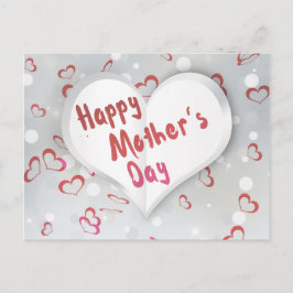 Cartão Postal Coração de Papel 3D de Dia de as mães Feliz
