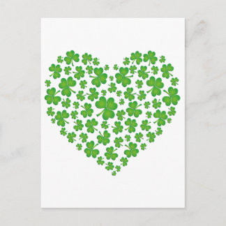 Cartão Postal Coração de Shamrock Verde