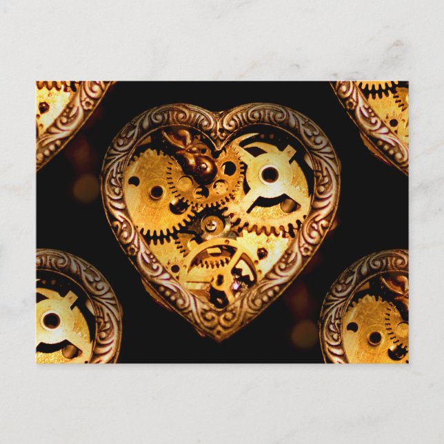 Cartão Postal coração de steampunk (Frente)