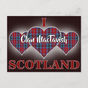 Cartão Postal Coração de Tartã Clan MacTavish Eu Amo Escócia