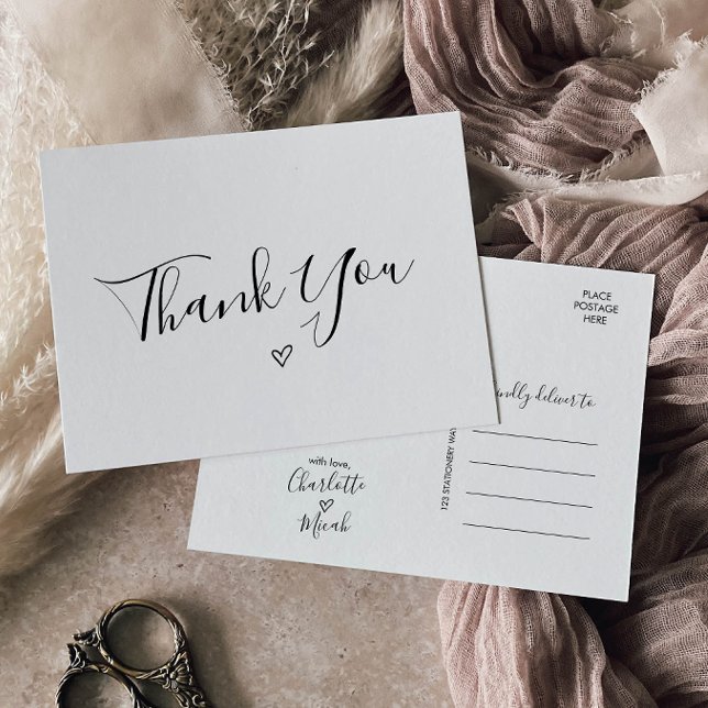 Cartão Postal Coração Desenhado Mão Obrigado (Criador carregado)