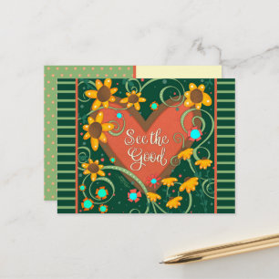 Cartão Postal Coração Divertido Veja A Boa Quota Inspirividade