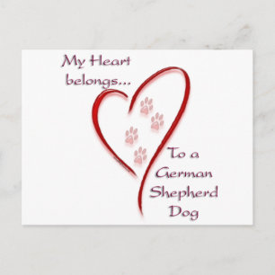 Cartão Postal Coração do Cachorro german shepherd Pertence