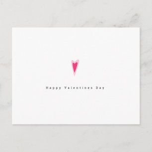 Cartão Postal Coração do Dia dos Namorados Minimalista Rosa Verm