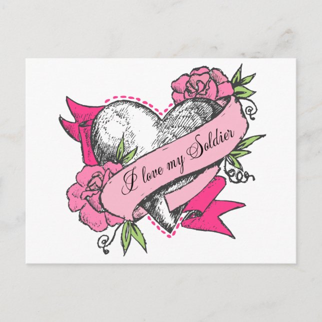 Cartão Postal Coração e Rosas (Frente)