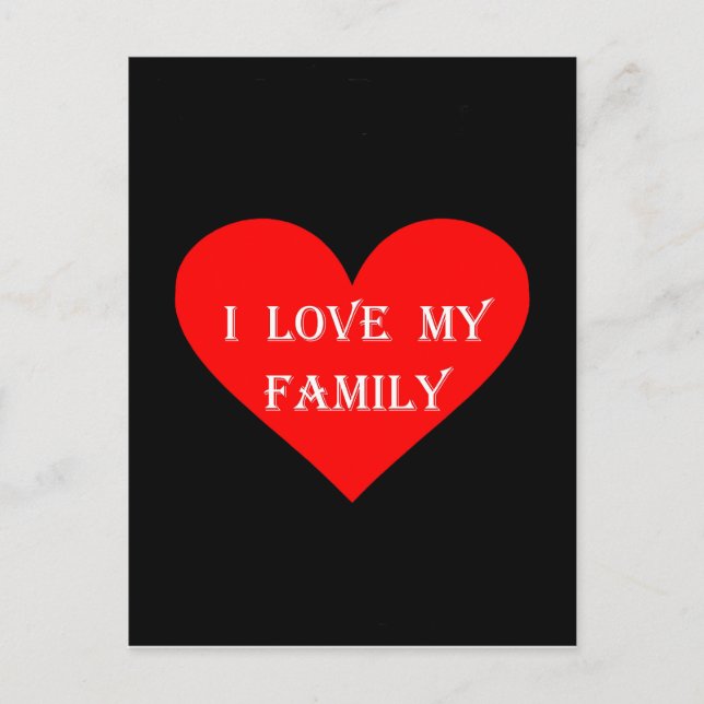 Cartão Postal Coração Eu Amo Minha Família (Frente)