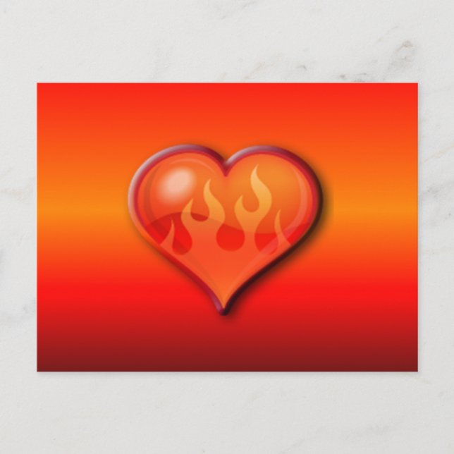Cartão Postal Coração Flaming de Queima (Frente)