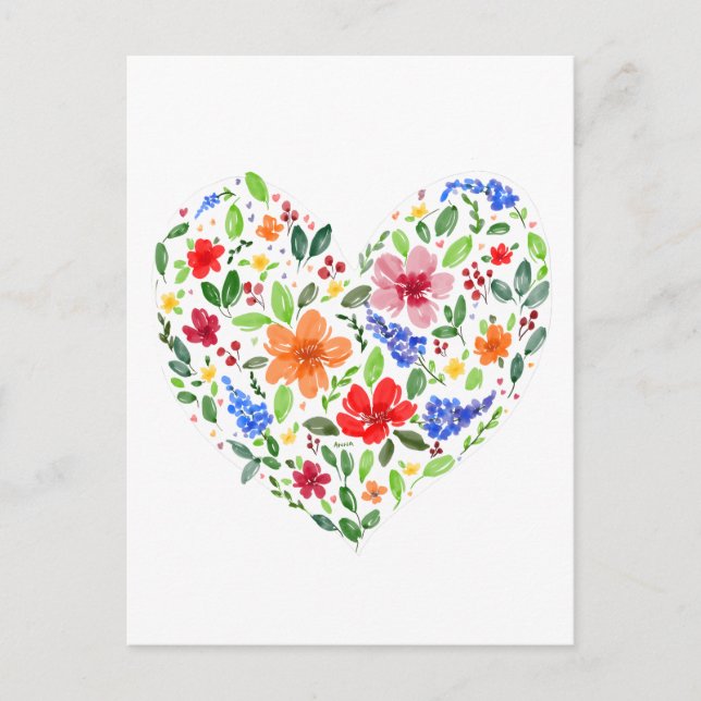 Cartão Postal Coração Floral (Frente)