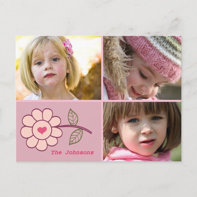 Cartão Postal coração floral (Frente)