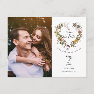 Cartão Postal Coração Floral de Grinalda Foto Casamento Salve a 