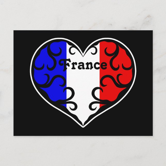 Cartão Postal Coração francês bonito (Frente)