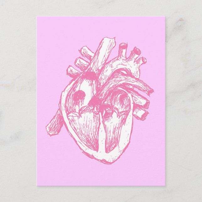 Cartão Postal Coração Humano Rosa (Frente)