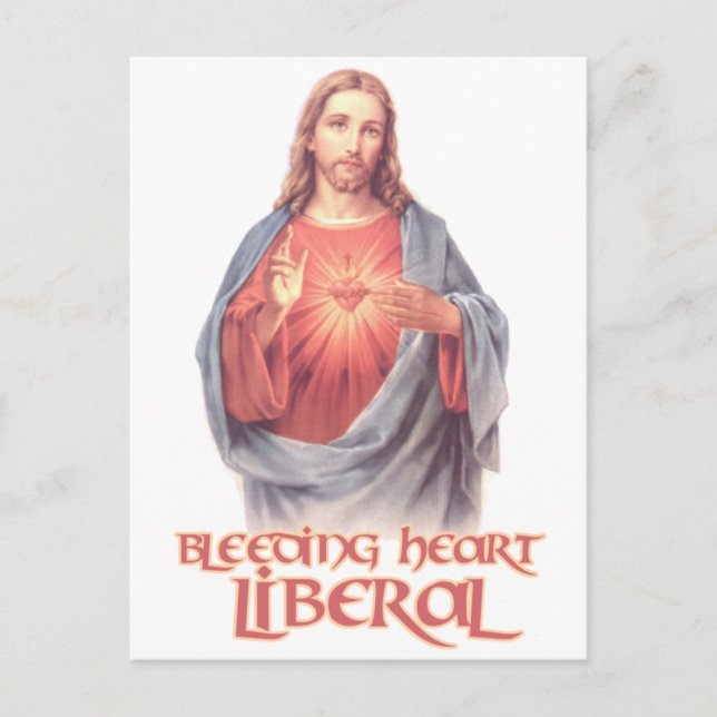 Cartão Postal Coração Liberal Jesus Sangrento Sangrando (Frente)