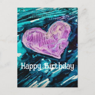 Cartão Postal Coração Mídia Mista Feliz Aniversário