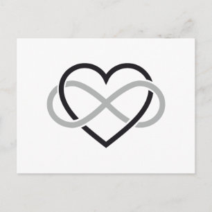 Cartão Postal Coração negro com sinal infinito