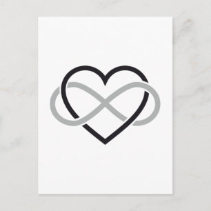 Cartão Postal Coração negro com sinal infinito