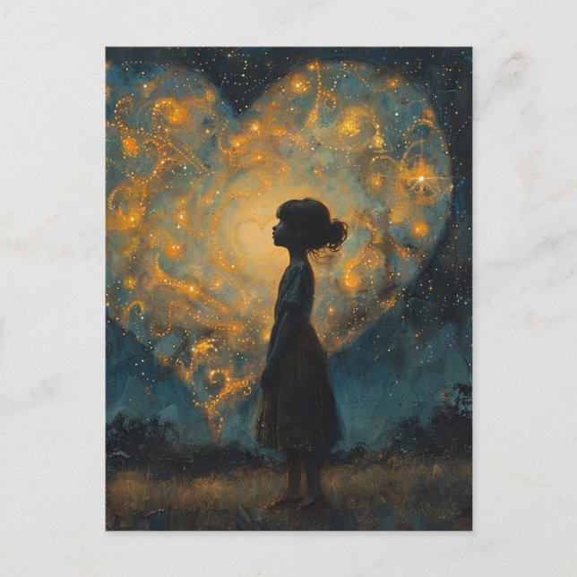 Cartão Postal Coração no céu IA gerou arte (Frente)