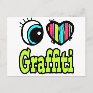 Cartão Postal Coração Olho Brilhante Eu Adoro Grafite