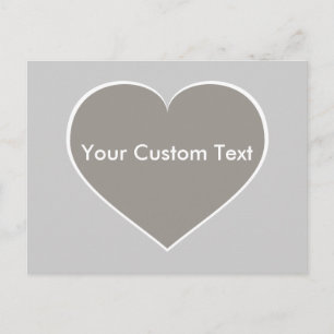 Cartão Postal Coração prateada com contorno branco