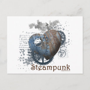 Cartão Postal Coração rebitado de amor steampunk