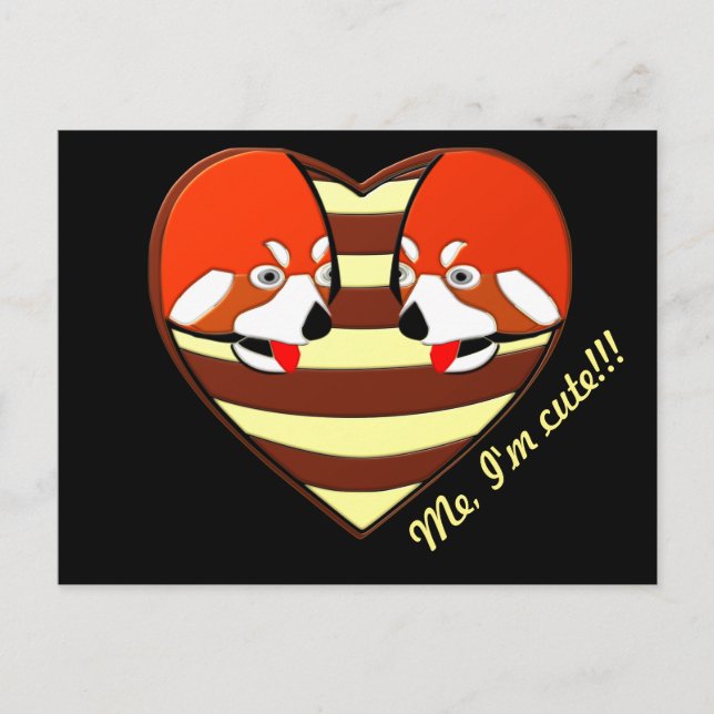 Cartão Postal Coração Red Panda Love (Frente)