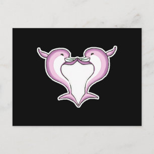 Cartão Postal coração rosa de golfinho