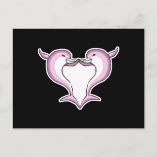 Cartão Postal coração rosa de golfinho