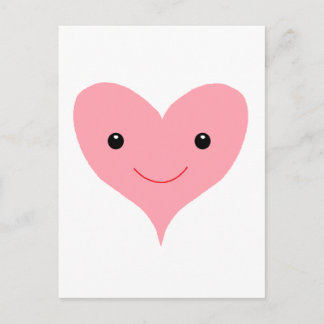 Cartão Postal Coração Rosa Feliz