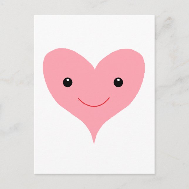 Cartão Postal Coração Rosa Feliz (Frente)