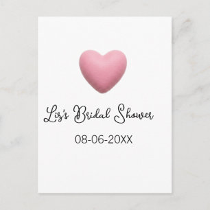 Cartão Postal Coração rosa pastel retro chá de noiva data boho t