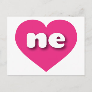 Cartão Postal Coração rosa quente de Nebraska - Eu amo ne