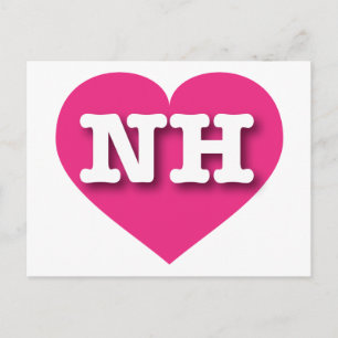 Cartão Postal Coração Rosa Quente de New Hampshire - Eu amo NH