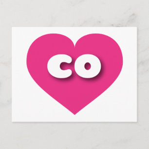 Cartão Postal Coração rosa-quente do Colorado - Eu adoro coco