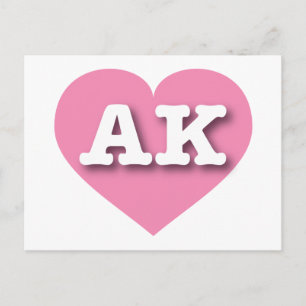 Cartão Postal Coração Rosa Sólido do Alasca - Eu amo AK