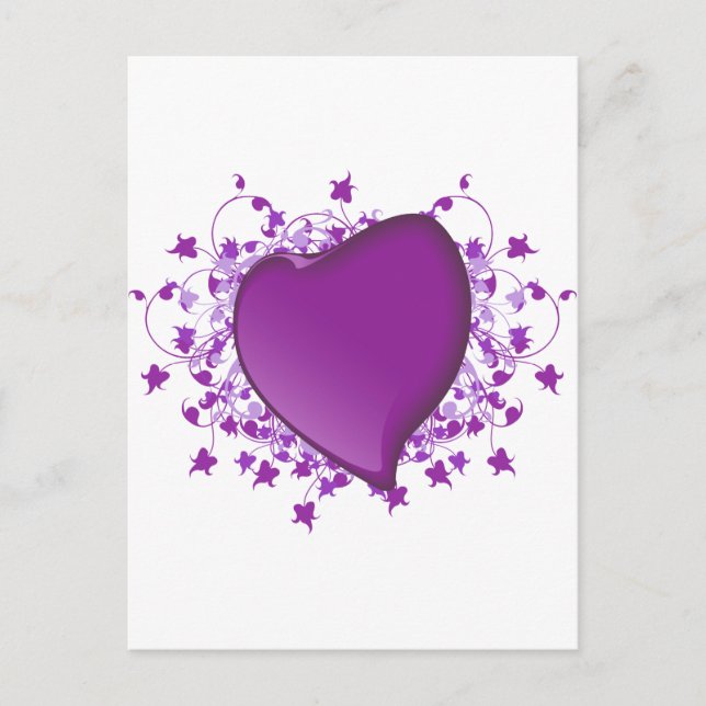 Cartão Postal Coração Roxo (Frente)