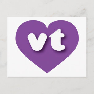 Cartão Postal Coração roxo de Vermont - Eu amo vt