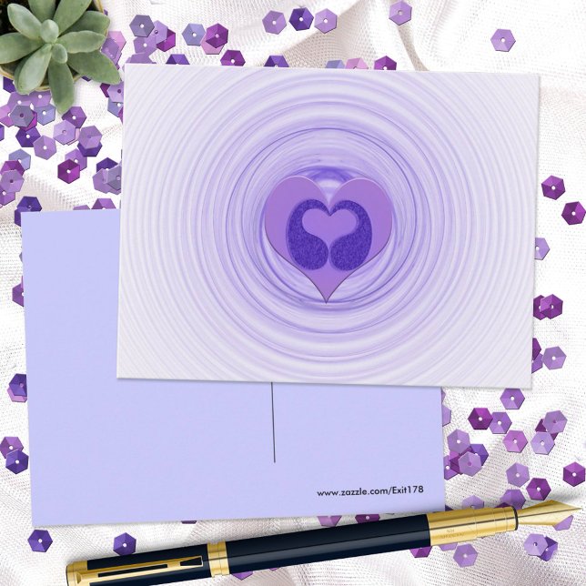 Cartão Postal Coração Roxo Duplo Espiral Arte de Saudades (Criador carregado)