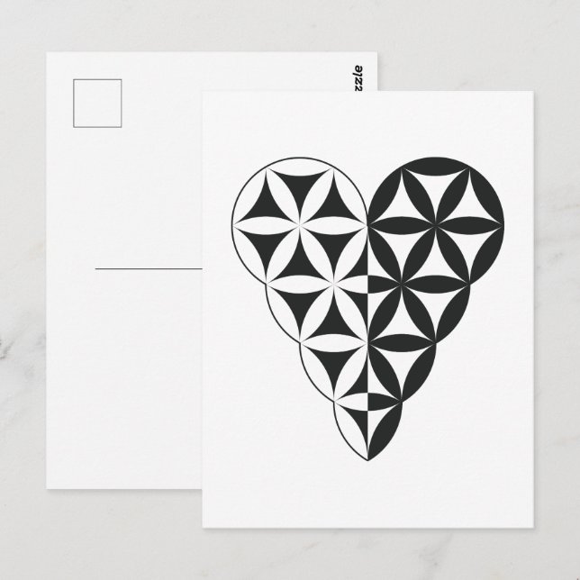 Cartão Postal Coração Sagrado - Coração da vida, Duplo Wh/Bl. (Frente/Verso)